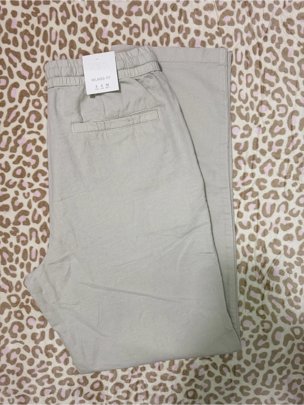 Zara Light Beige Drawstring Joggers